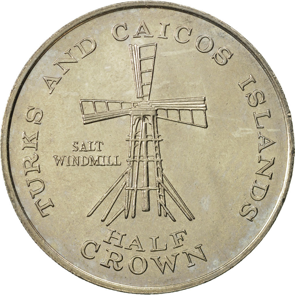 TURKS & CAICOS ISLANDS, Elizabeth II, 1/2 Crown, 1981, MS(65-70), Copper-nickel