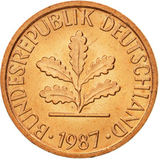 Coin, GERMANY - FEDERAL REPUBLIC, Pfennig, 1987, Stuttgart, MS(65-70), Copper