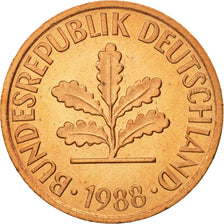 Coin, GERMANY - FEDERAL REPUBLIC, 2 Pfennig, 1988, Stuttgart, MS(65-70), Copper