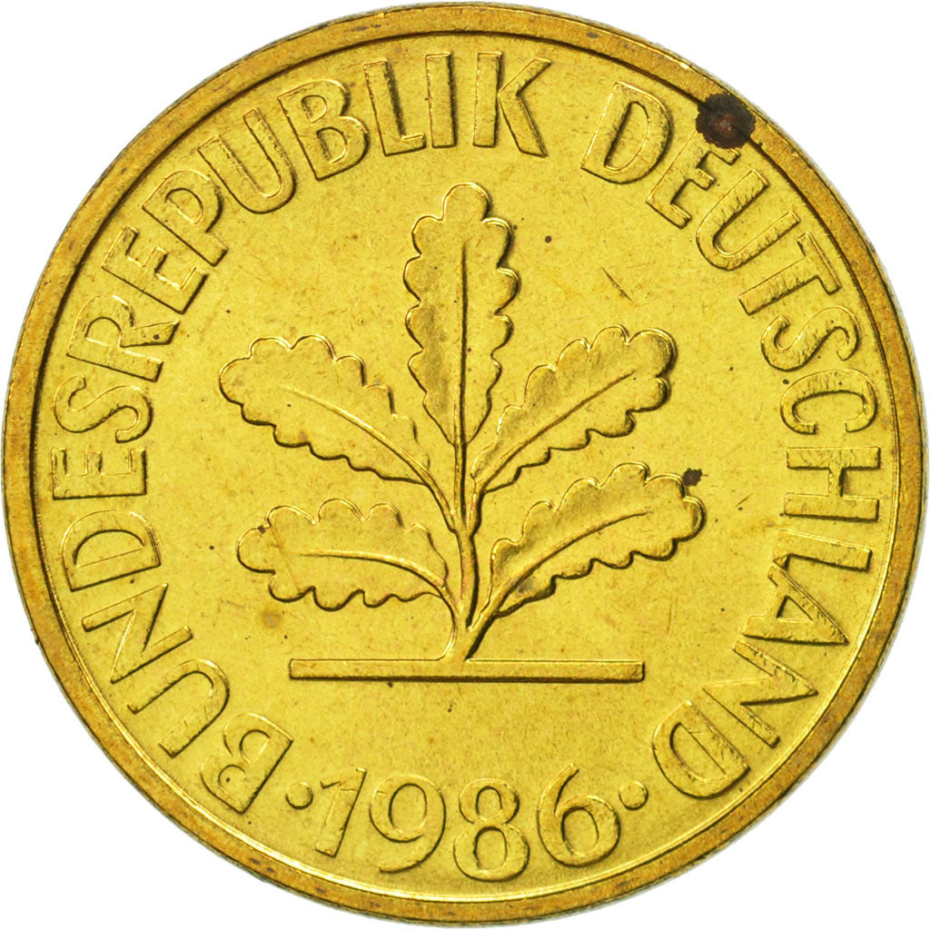 Munten, Federale Duitse Republiek, 10 Pfennig, 1986, Munich, FDC, Brass Clad