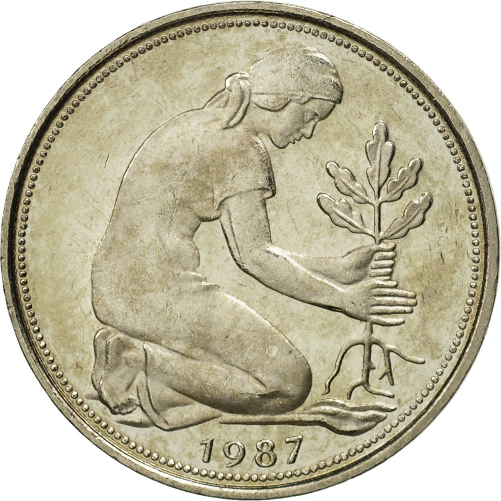Coin, GERMANY - FEDERAL REPUBLIC, 50 Pfennig, 1987, Stuttgart, MS(65-70)