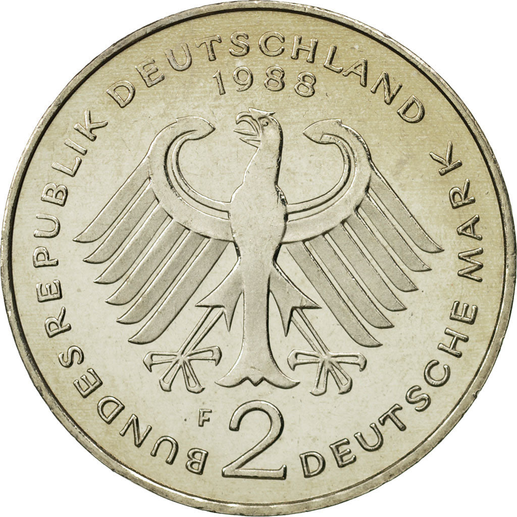GERMANY - FEDERAL REPUBLIC, 2 Mark, 1988, Stuttgart, MS(65-70), Copper-Nickel