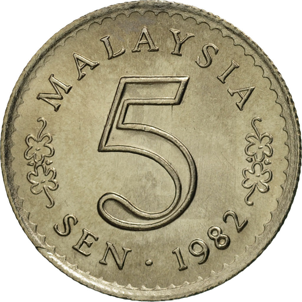 Coin, Malaysia, 5 Sen, 1982, Franklin Mint, MS(65-70), Copper-nickel, KM:2