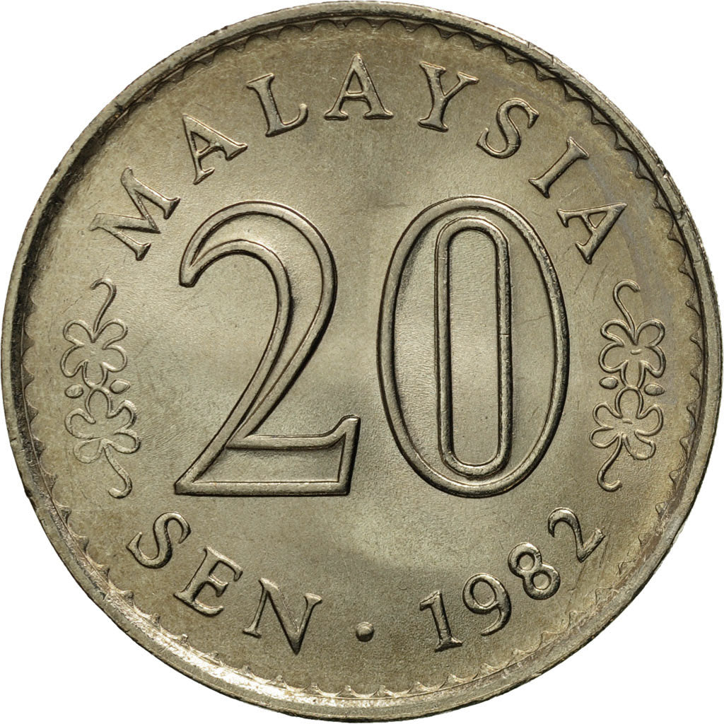 Coin, Malaysia, 20 Sen, 1982, Franklin Mint, MS(65-70), Copper-nickel, KM:4