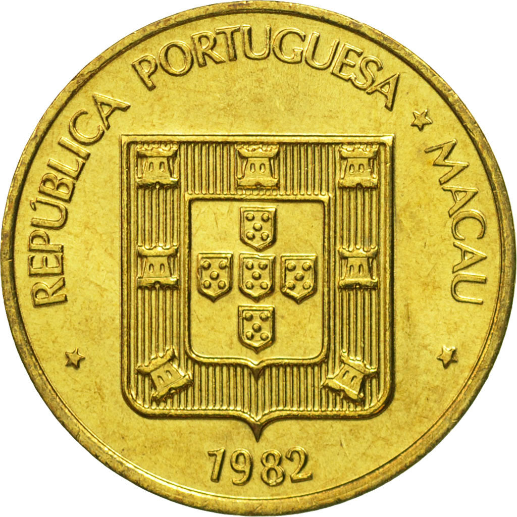 Coin, Macau, 10 Avos, 1982, MS(65-70), Brass, KM:20