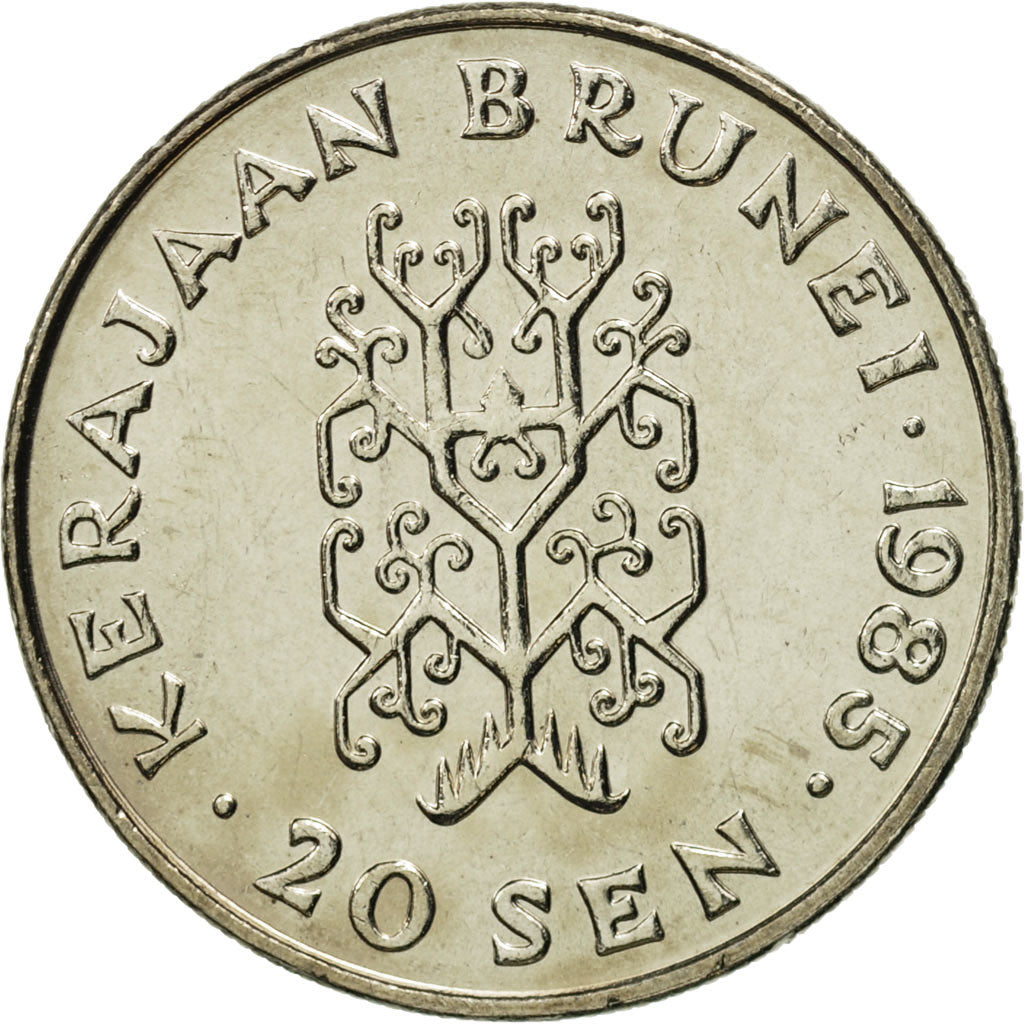 Münze, BRUNEI, Sultan Hassanal Bolkiah, 20 Sen, 1985, STGL, Copper-nickel