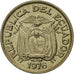 Ecuador, 10 Centavos, Diez, 1976, MS(65-70), Copper-Nickel Clad Steel, KM:76d