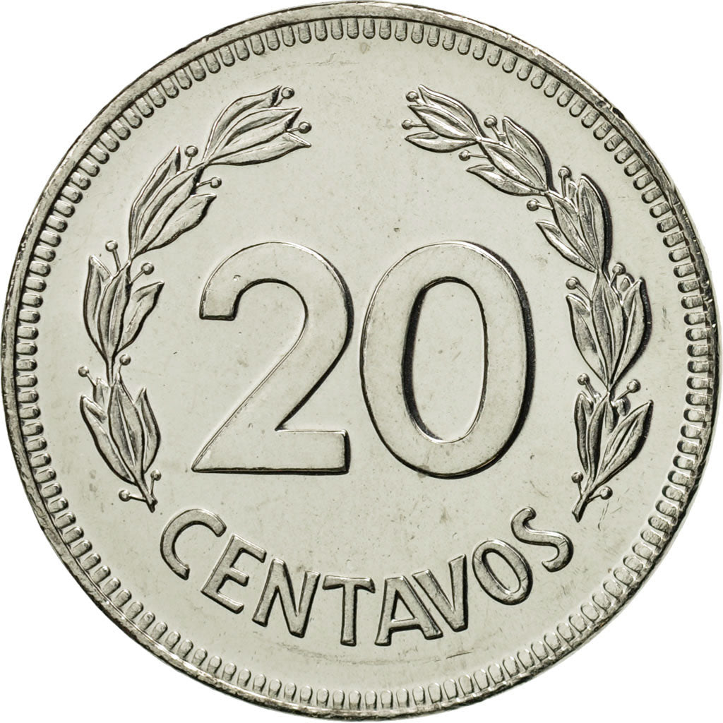 Coin, Ecuador, 20 Centavos, 1981, MS(65-70), Nickel plated steel, KM:77.2a