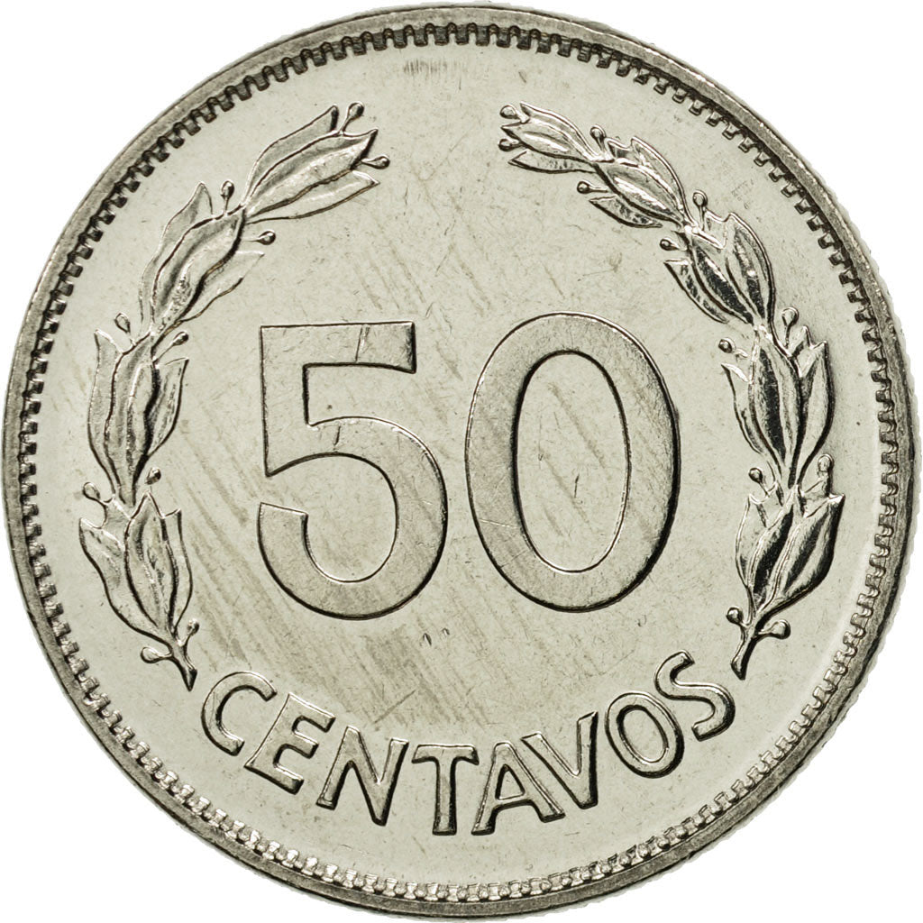 Coin, Ecuador, 50 Centavos, Cincuenta, 1985, MS(65-70), Nickel Clad Steel, KM:87