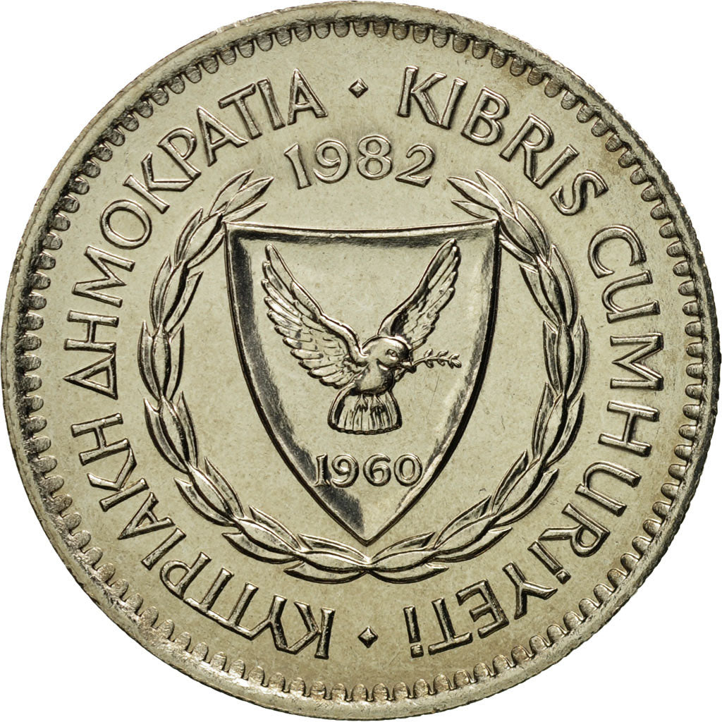 Moneta, Cipro, 50 Mils, 1982, FDC, Rame-nichel, KM:41