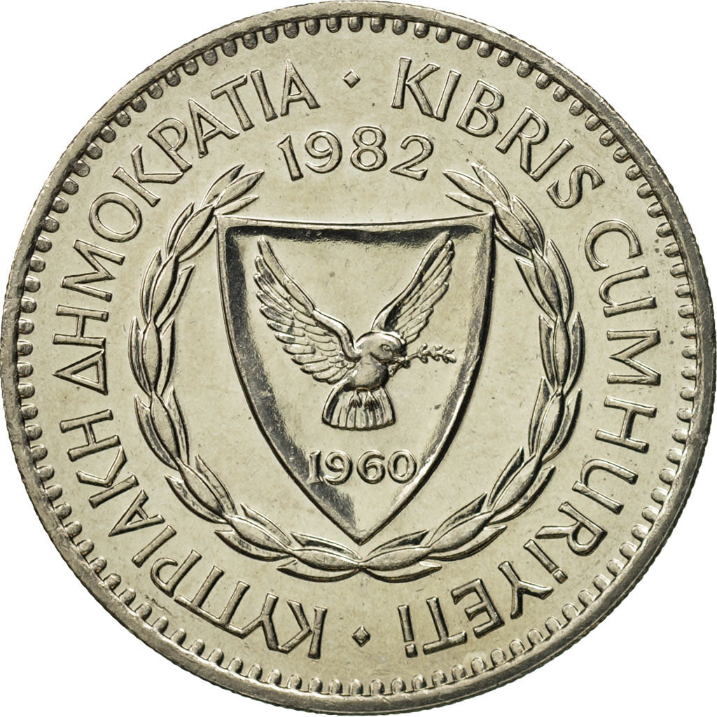 Cyprus, 100 Mils, 1982, MS(65-70), Copper-nickel, KM:42