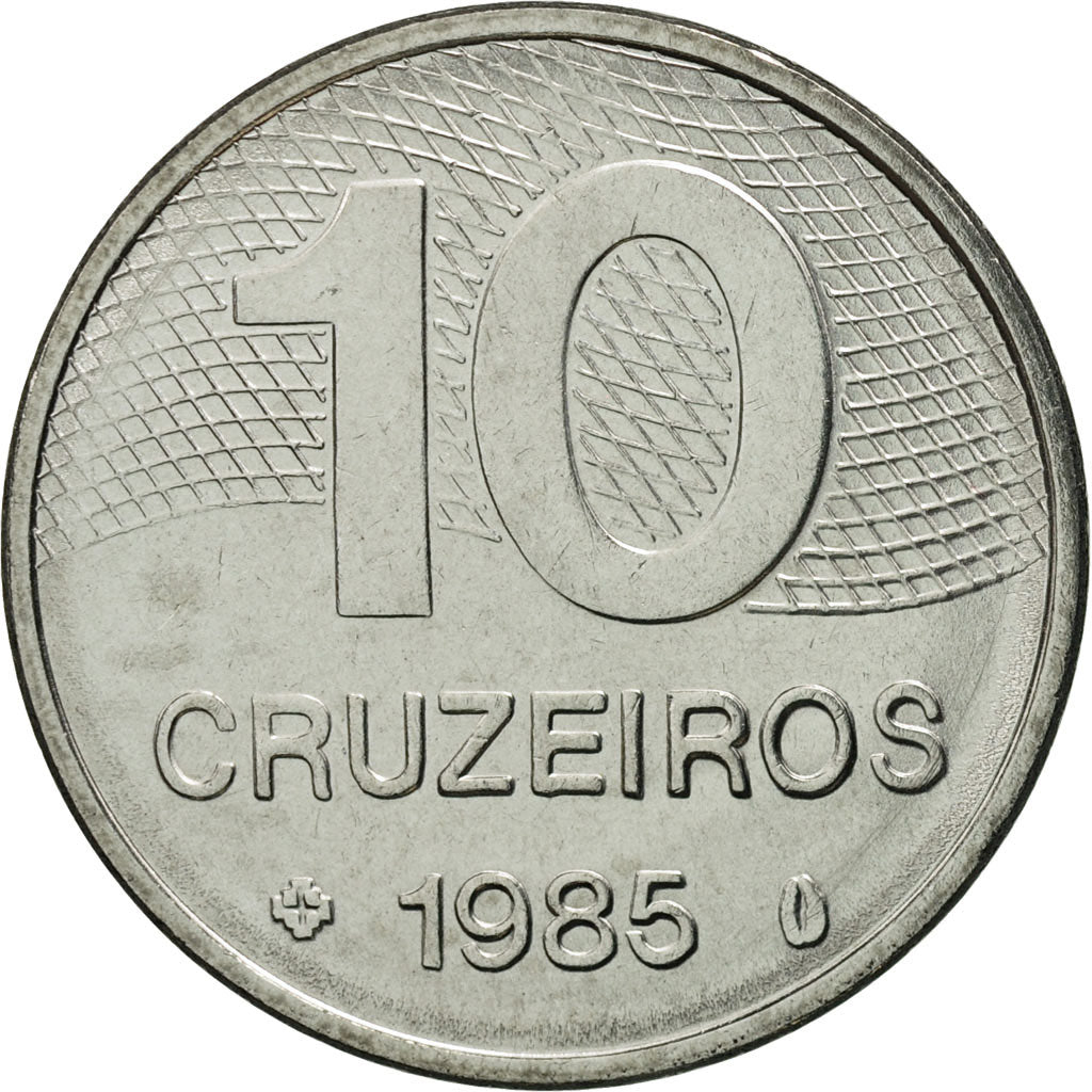 Coin, Brazil, 10 Cruzeiros, 1985, MS(65-70), Stainless Steel, KM:592.2