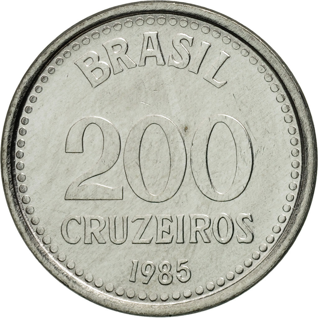 Coin, Brazil, 200 Cruzeiros, 1985, MS(65-70), Stainless Steel, KM:596
