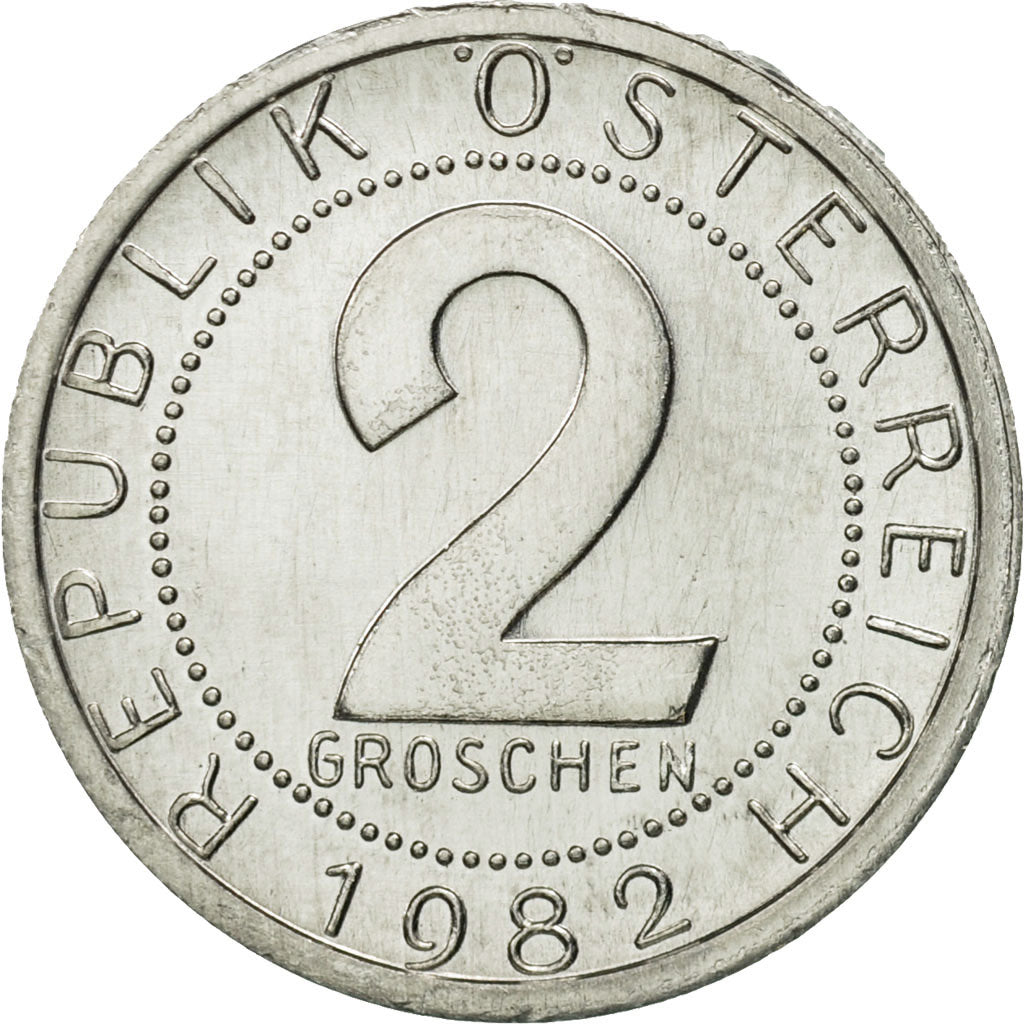 Moneta, Austria, 2 Groschen, 1982, FDC, Alluminio, KM:2876