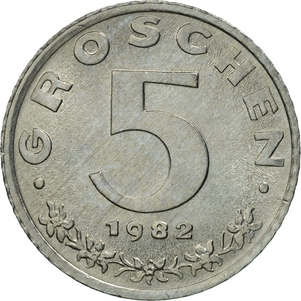 Coin, Austria, 5 Groschen, 1982, MS(65-70), Zinc, KM:2875