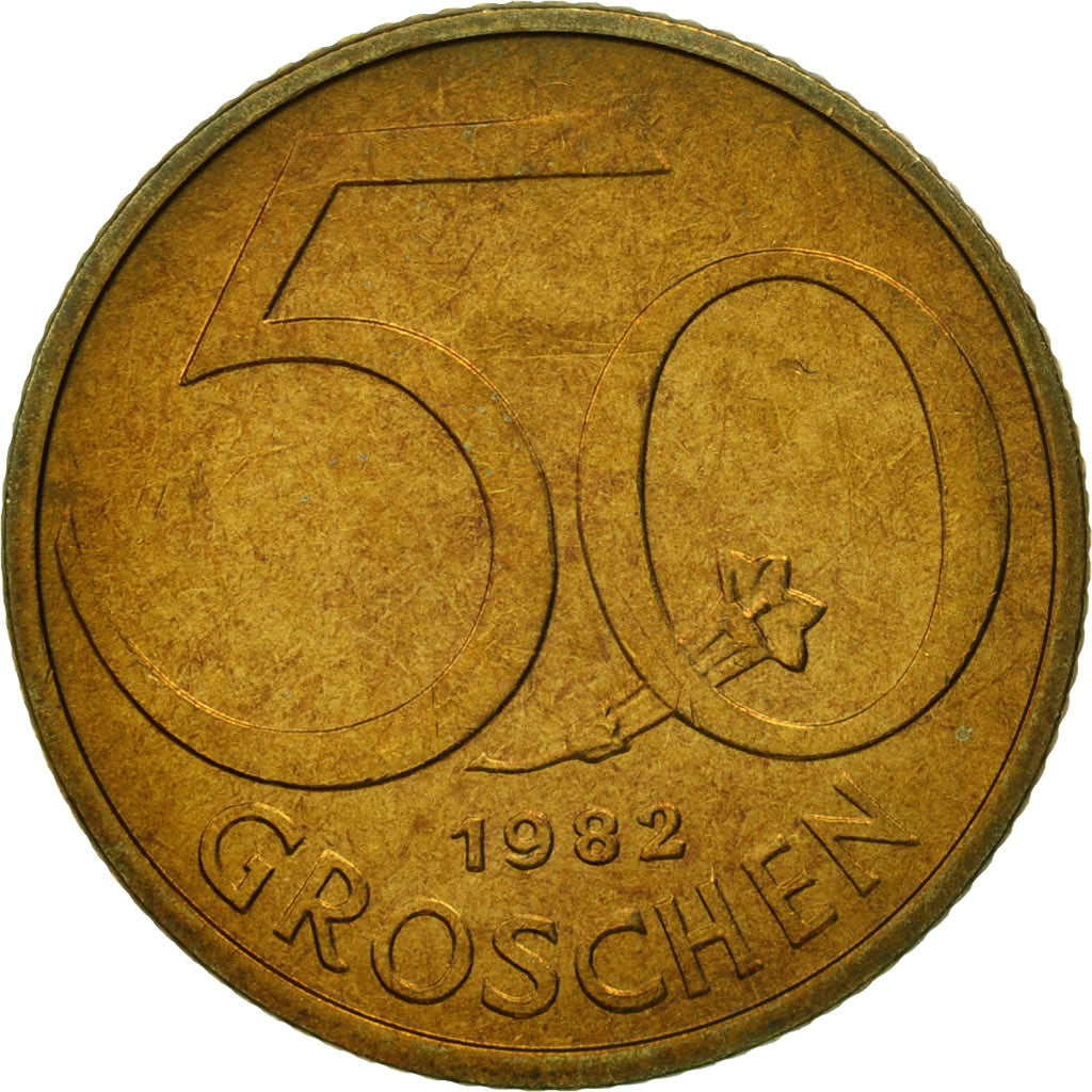 Coin, Austria, 50 Groschen, 1982, MS(63), Aluminum-Bronze, KM:2885