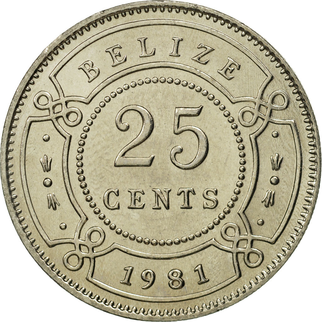 Coin, Belize, 25 Cents, 1981, Franklin Mint, MS(65-70), Copper-nickel, KM:36
