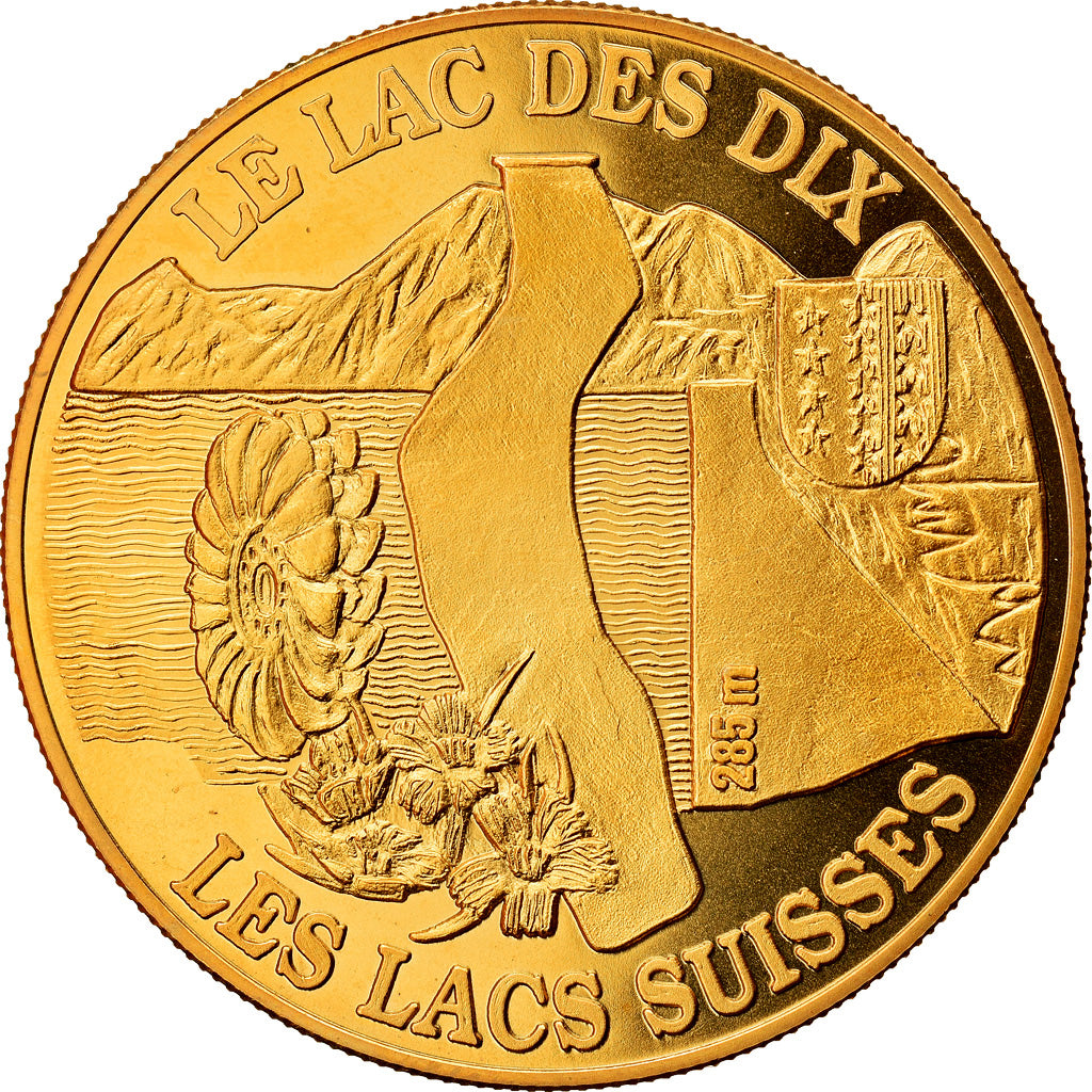 Switzerland, Medal, Le Lac des Dix, MS(64), Copper-Nickel Gilt