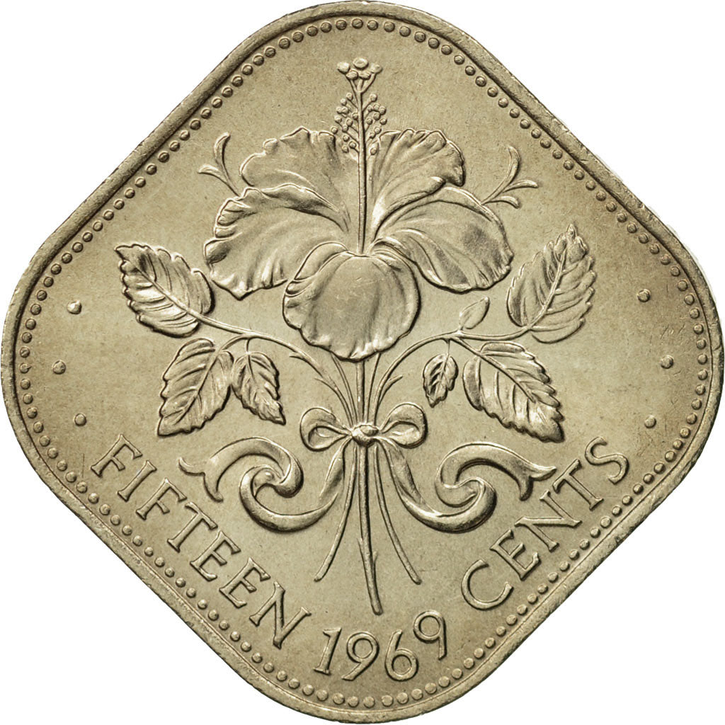 Coin, Bahamas, Elizabeth II, 15 Cents, 1969, Franklin Mint, MS(65-70)