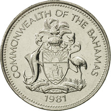Moneta, Bahamy, Elizabeth II, 25 Cents, 1981, Franklin Mint, MS(65-70), Nikiel