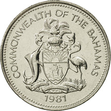 Coin, Bahamas, Elizabeth II, 25 Cents, 1981, Franklin Mint, MS(65-70), Nickel