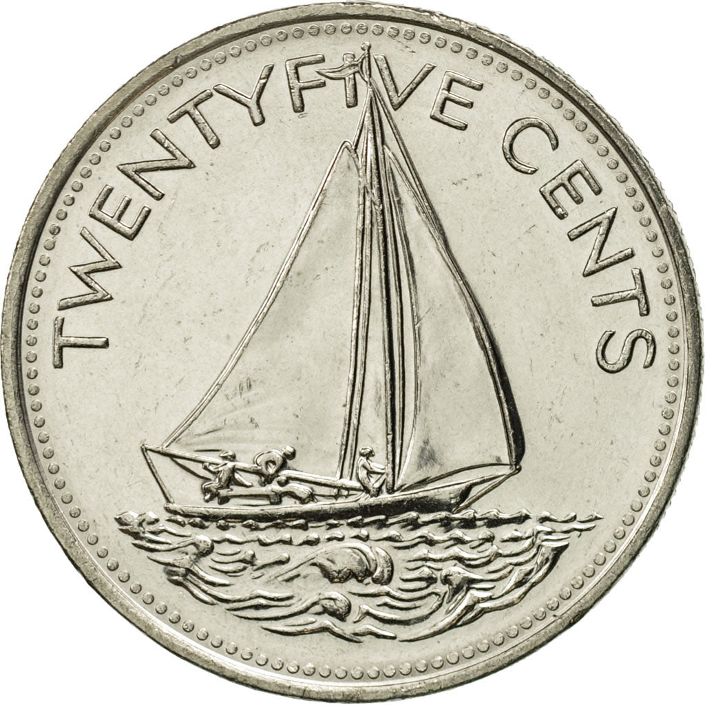 Coin, Bahamas, Elizabeth II, 25 Cents, 1981, Franklin Mint, MS(65-70), Nickel