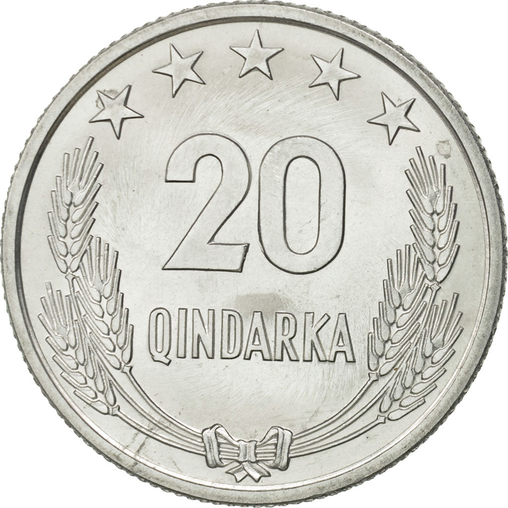 Coin, Albania, 20 Qindarka, 1969, Rome, MS(65-70), Aluminum, KM:46