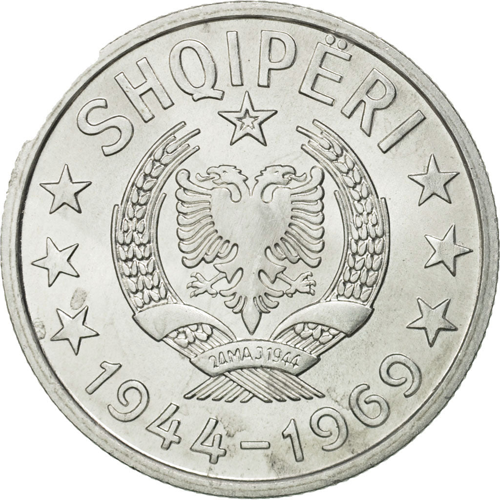 Albania, 50 Qindarka, 1969, Rome, MS(65-70), Aluminum, KM:47