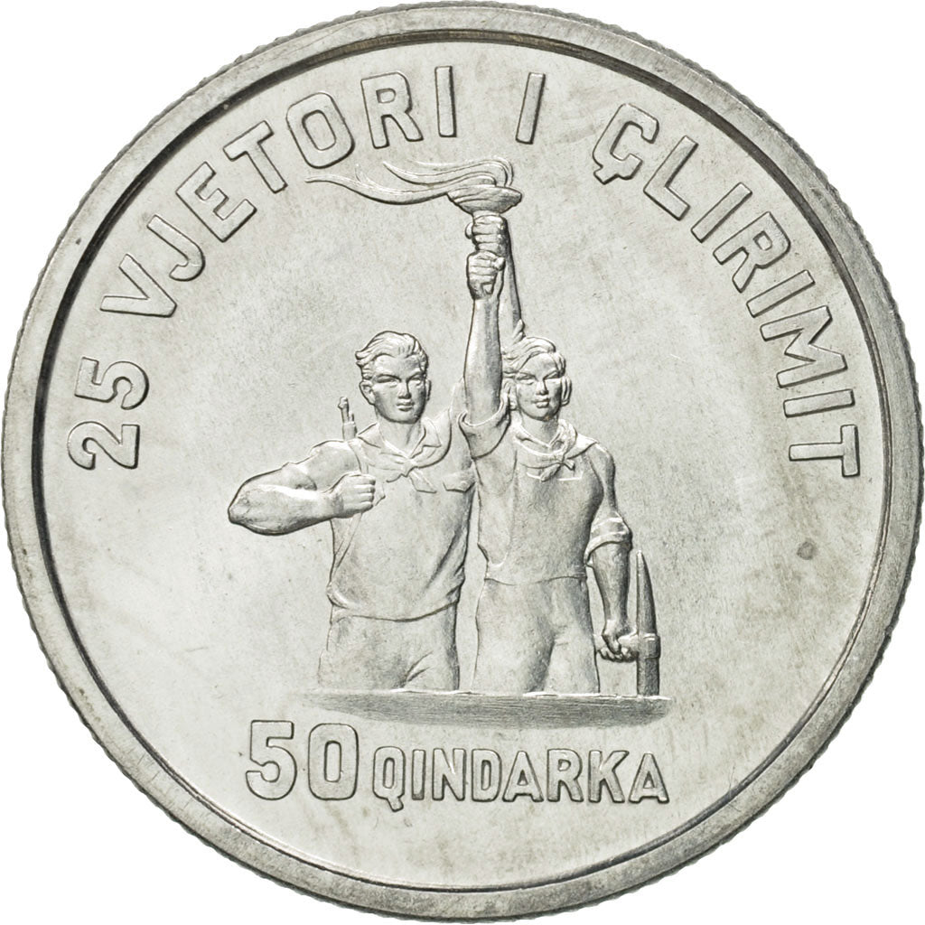 Albania, 50 Qindarka, 1969, Rome, MS(65-70), Aluminum, KM:47
