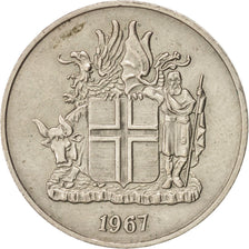 ICELAND, 10 Kronur, 1967, KM #15, EF(40-45), Copper-Nickel, 25, 6.63