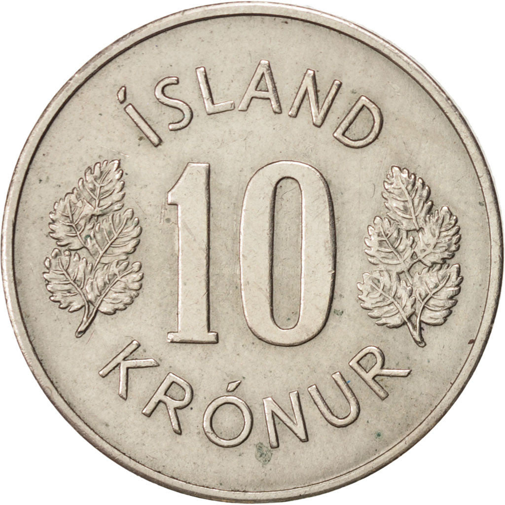 Islanda, 10 Kronur, 1967, BB, Rame-nichel, KM:15