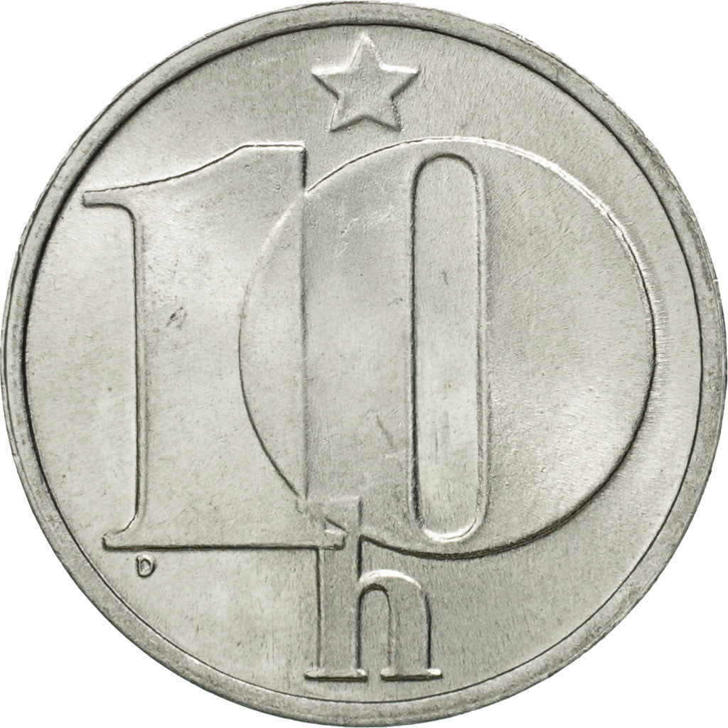 Coin, Czechoslovakia, 10 Haleru, 1976, MS(65-70), Aluminum, KM:80