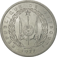 Djibouti, 2 Francs, 1977, Paris, MS(65-70), Aluminum, KM:21