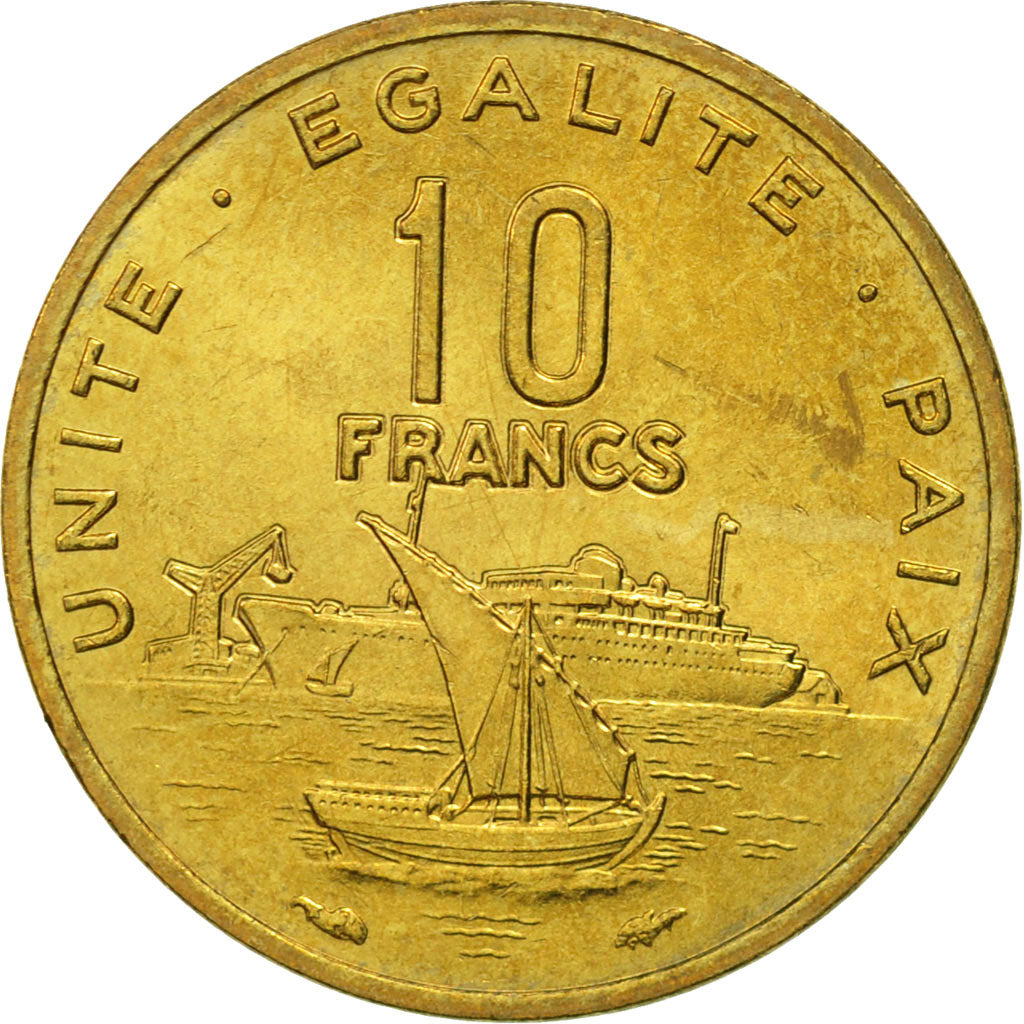 Djibouti, 10 Francs, 1983, Paris, MS(65-70), Aluminum-Bronze, KM:23