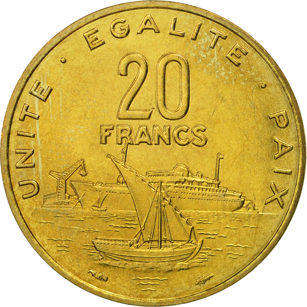 Coin, Djibouti, 20 Francs, 1983, Paris, MS(65-70), Aluminum-Bronze, KM:24