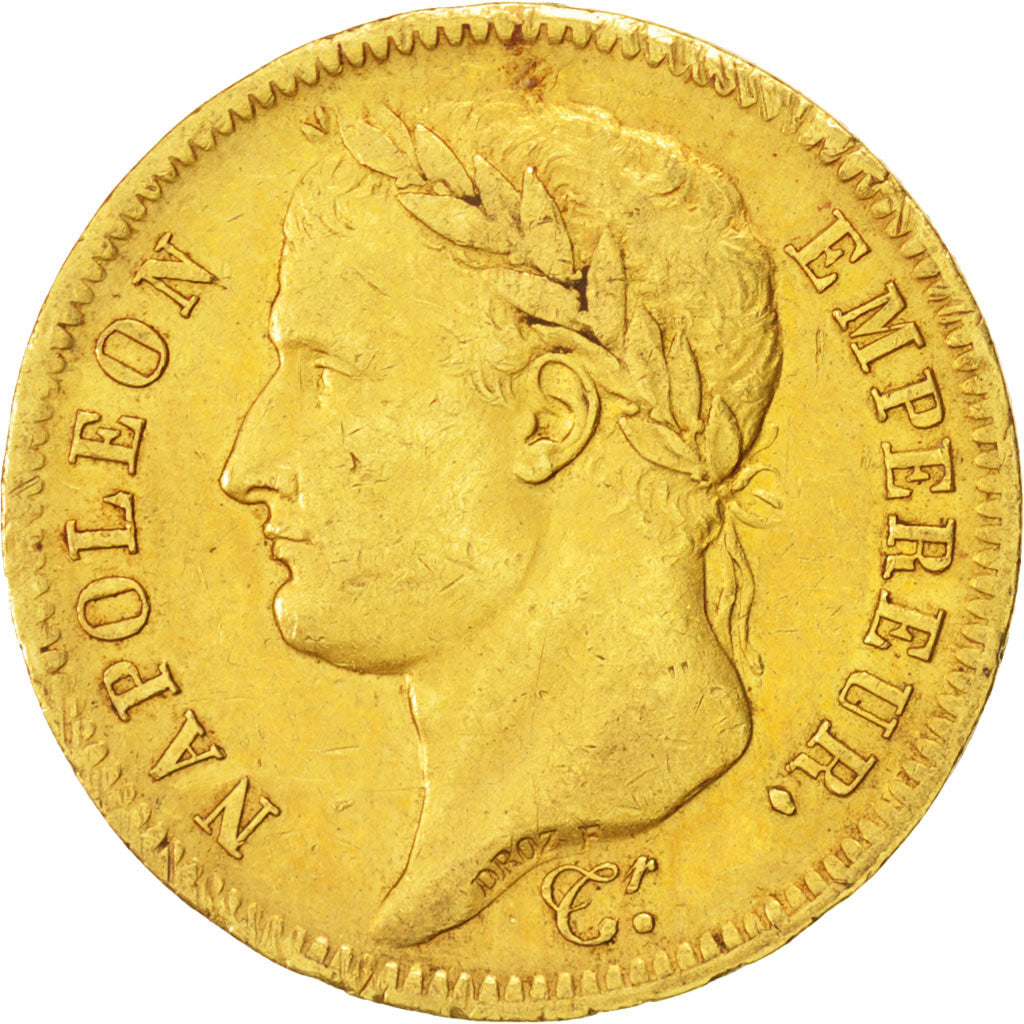 FRANCE, Napoléon I, 40 Francs, 1812, Paris, KM #696.1, EF(40-45), Gold, Gadoury 