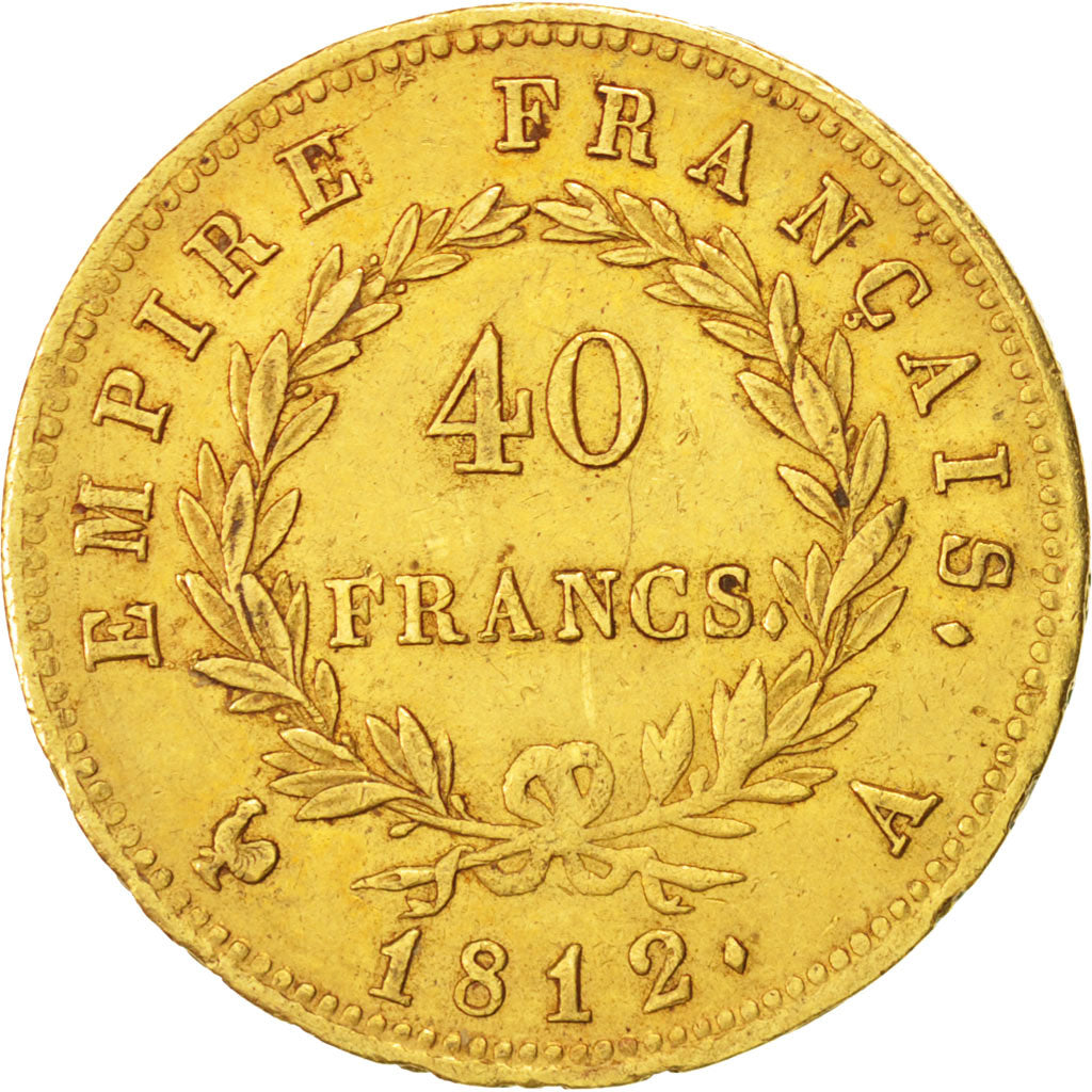 FRANCE, Napoléon I, 40 Francs, 1812, Paris, KM #696.1, EF(40-45), Gold, Gadoury 