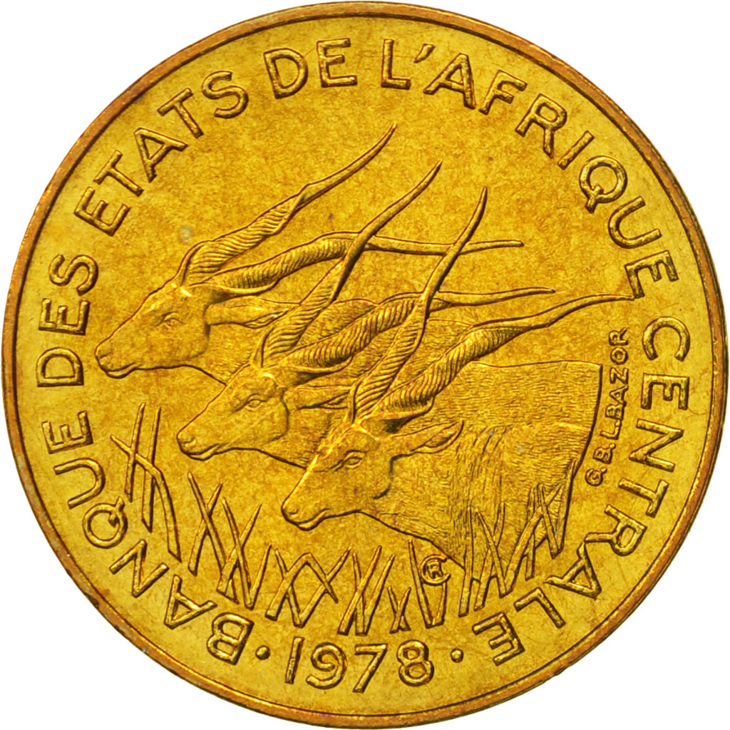 Coin, Central African States, 5 Francs, 1978, Paris, MS(65-70), Aluminum-Bronze