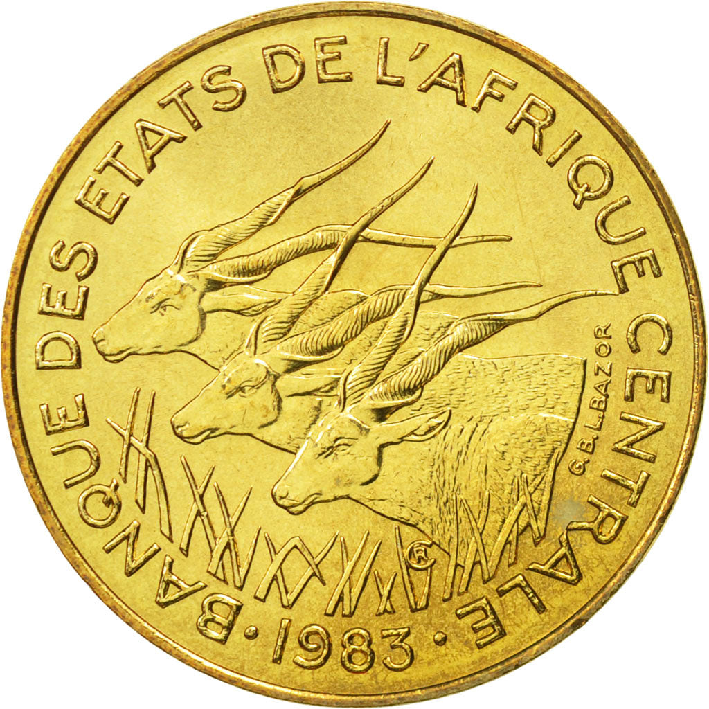 Central African States, 10 Francs, 1983, Paris, MS(65-70), Aluminum-Bronze, KM:9