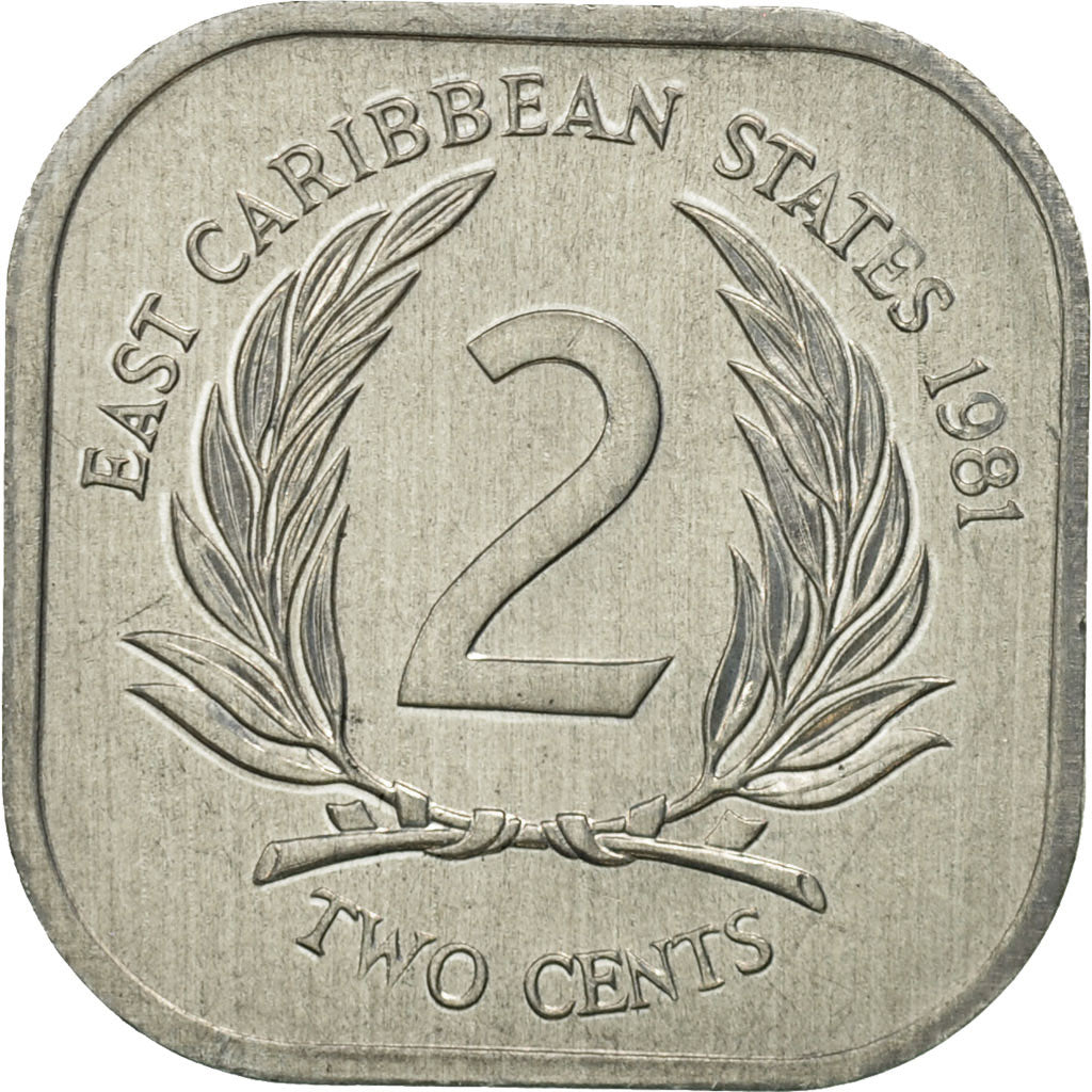 East Caribbean States, Elizabeth II, 2 Cents, 1981, Paris, MS(65-70), Aluminum