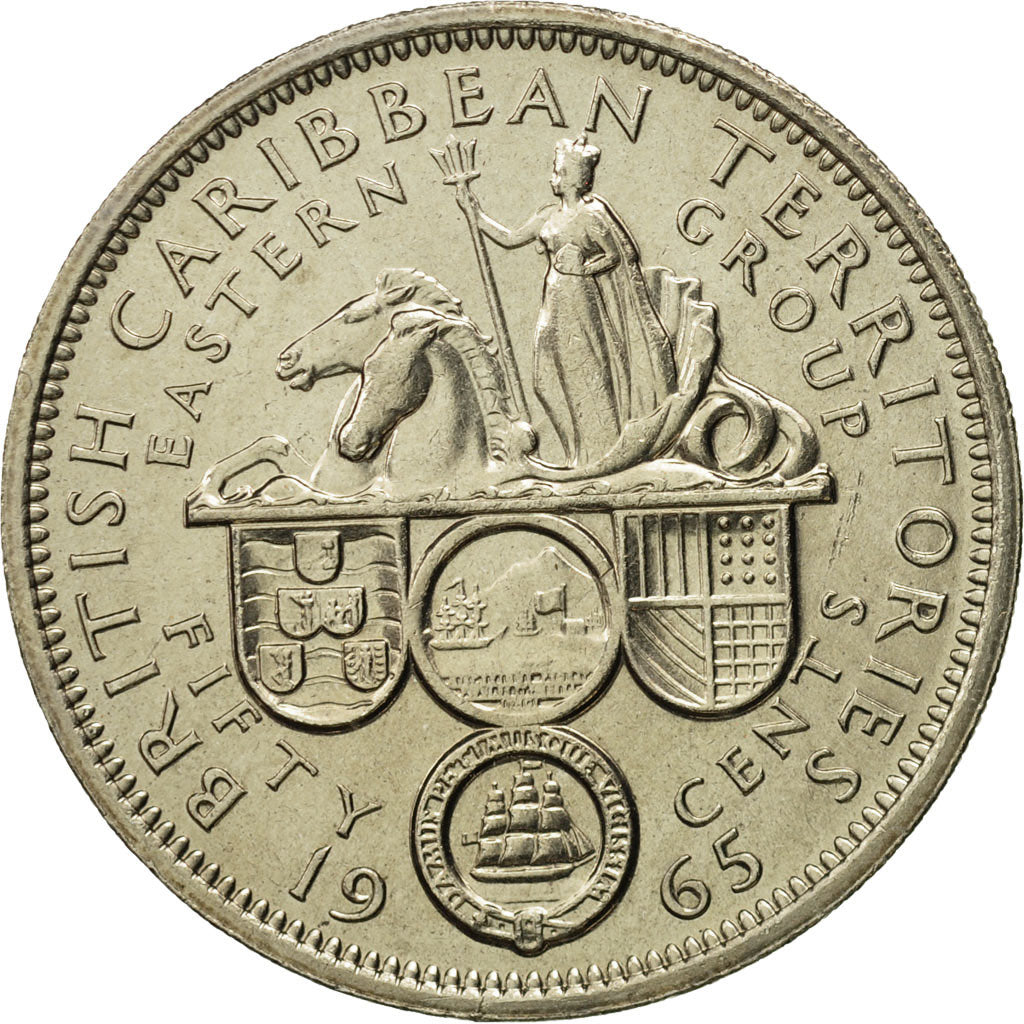 Monnaie, Etats des caraibes orientales, Elizabeth II, 50 Cents, 1965, Paris