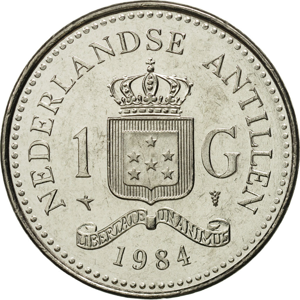 Coin, Netherlands Antilles, Beatrix, Gulden, 1984, MS(65-70), Nickel, KM:24