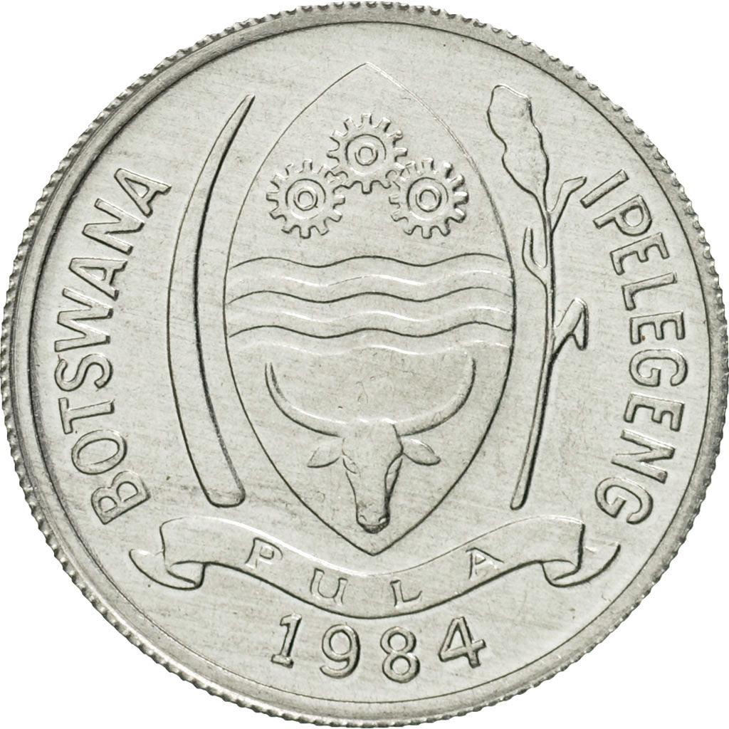 Botswana, Thebe, 1984, British Royal Mint, MS(65-70), Aluminum, KM:3