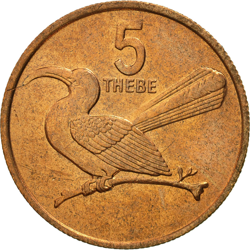 Coin, Botswana, 5 Thebe, 1984, British Royal Mint, MS(65-70), Bronze, KM:4