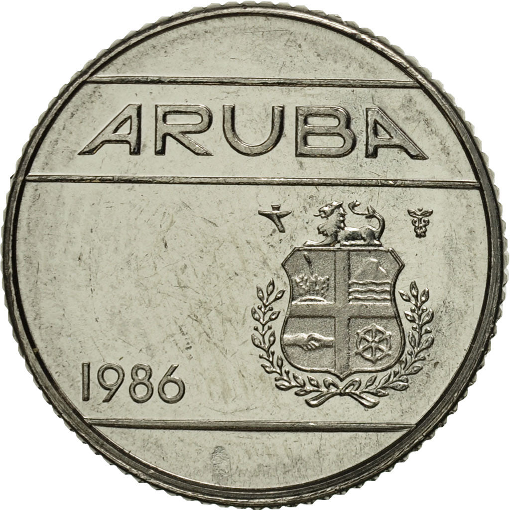 Coin, Aruba, Beatrix, 10 Cents, 1986, Utrecht, MS(65-70), Nickel Bonded Steel