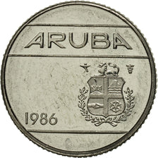 Moneta, Aruba, Beatrix, 10 Cents, 1986, Utrecht, MS(65-70), Stal niklowana, KM:2