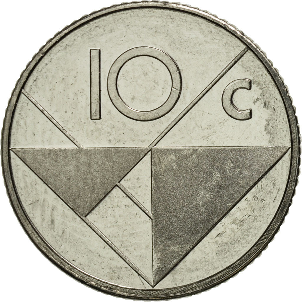 Coin, Aruba, Beatrix, 10 Cents, 1986, Utrecht, MS(65-70), Nickel Bonded Steel