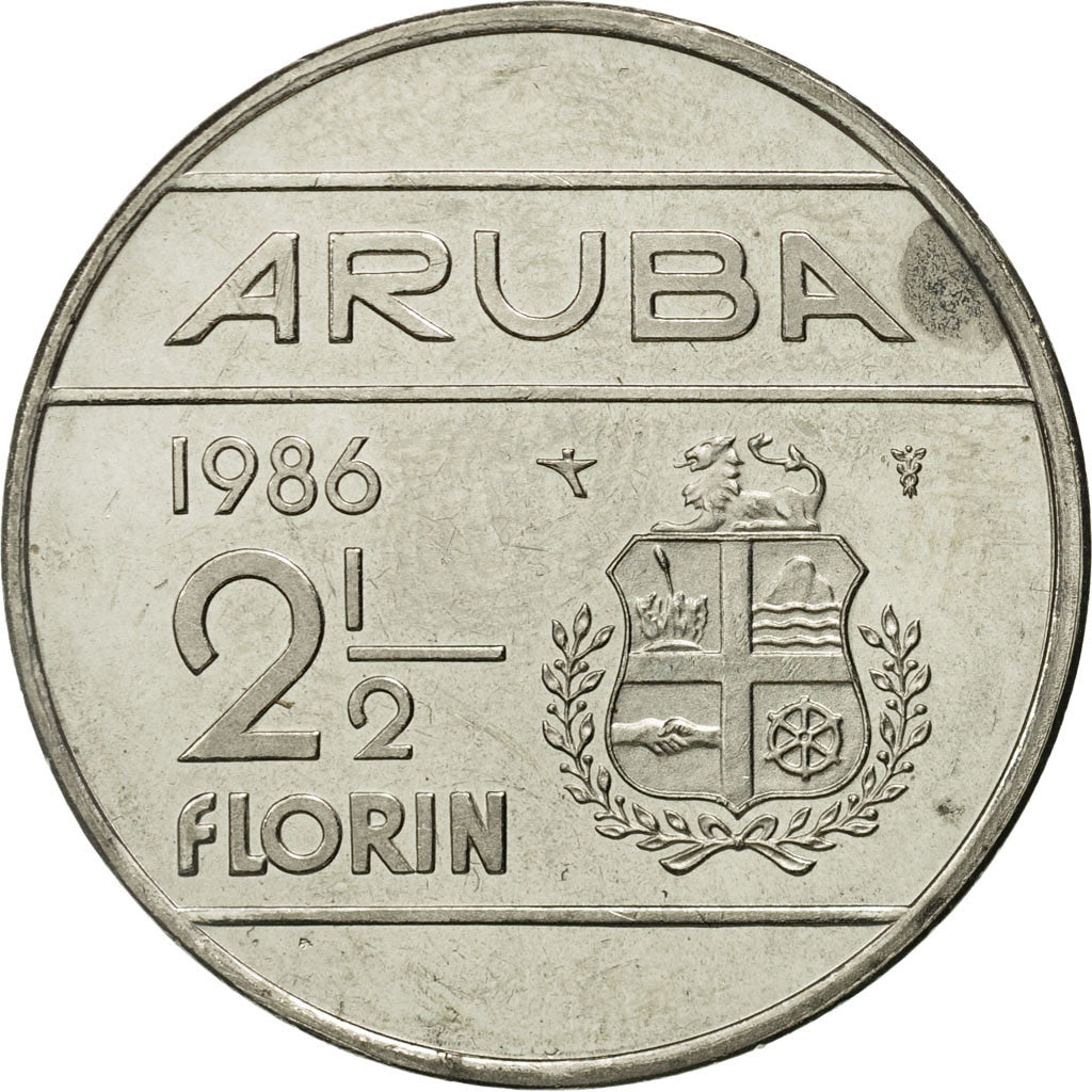 Aruba, Beatrix, 2-1/2 Florin, 1986, Utrecht, FDC, Nickel Bonded Steel, KM:6