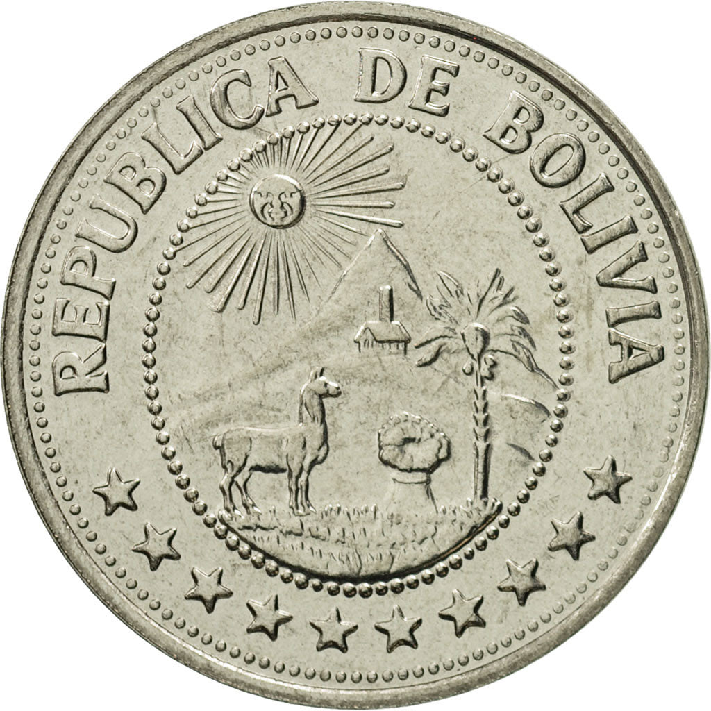 Bolivia, 50 Centavos, 1978, MS(65-70), Nickel Clad Steel, KM:190