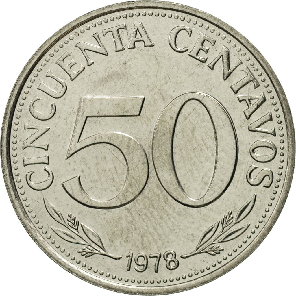 Bolivia, 50 Centavos, 1978, MS(65-70), Nickel Clad Steel, KM:190